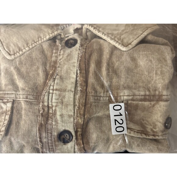 Bibi Corduroy Shacket Tan Pockets Distressed Women's Size XL Style IP4500-01 - Picture 16 of 16